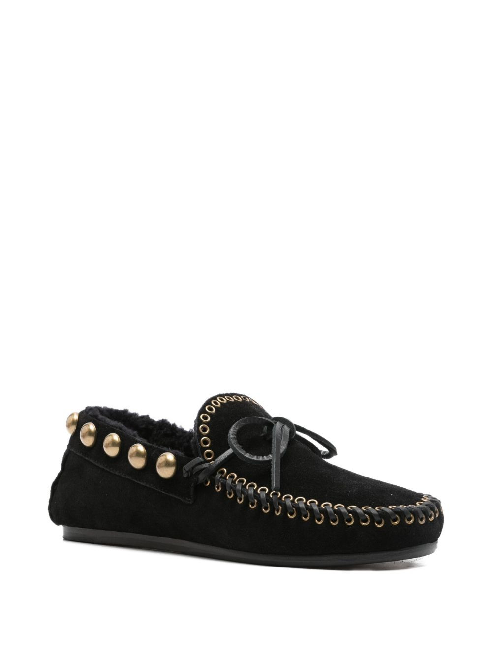 gold-stud embellished loafers - 2