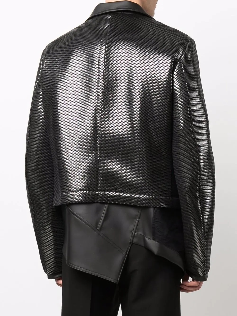 contrasting panel biker jacket - 4