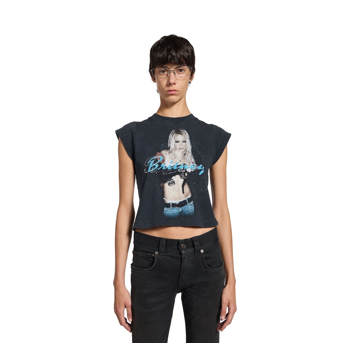 Balenciaga Music | Britney Spears Series Shrunk T-shirt in Faded Black /blue - 5