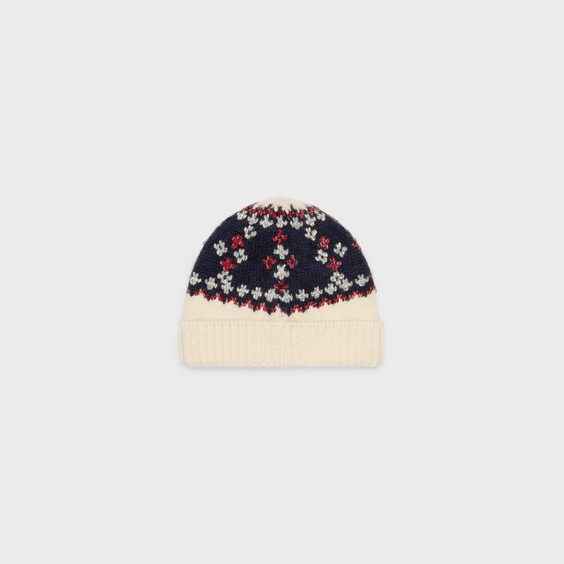 CELINE embroidered beanie in fair isle wool outlook
