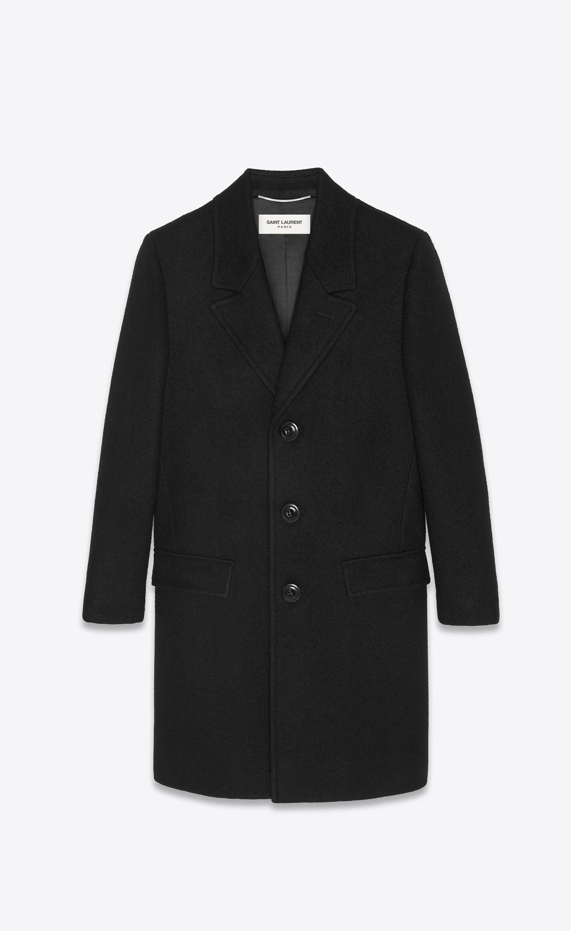 single-breasted overcoat in wool felt - 1