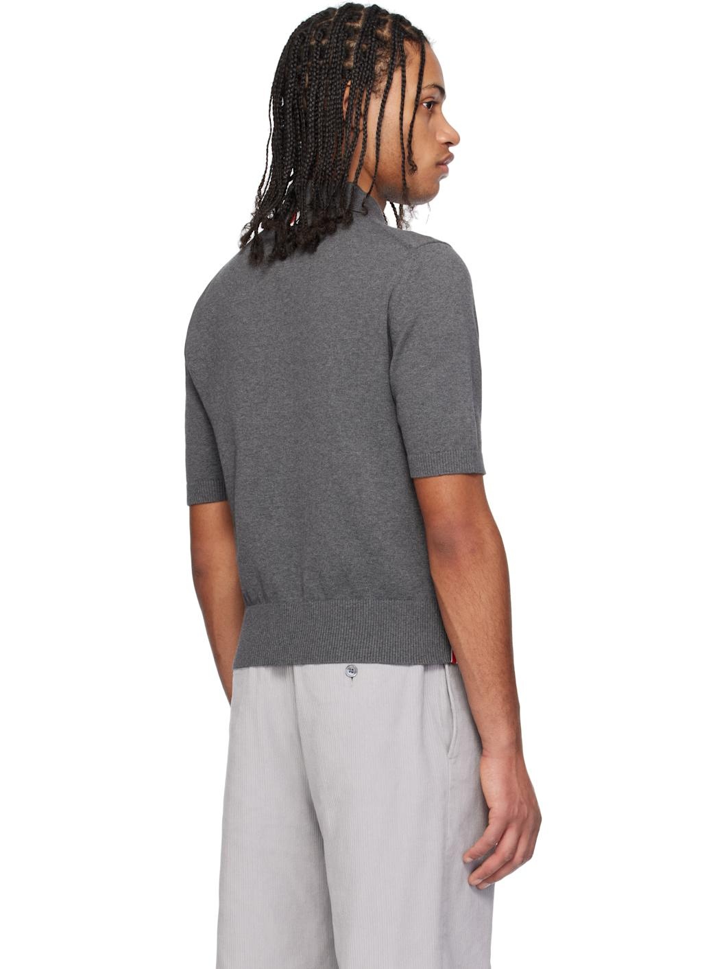 Gray Relaxed Fit 4-Bar Polo - 3