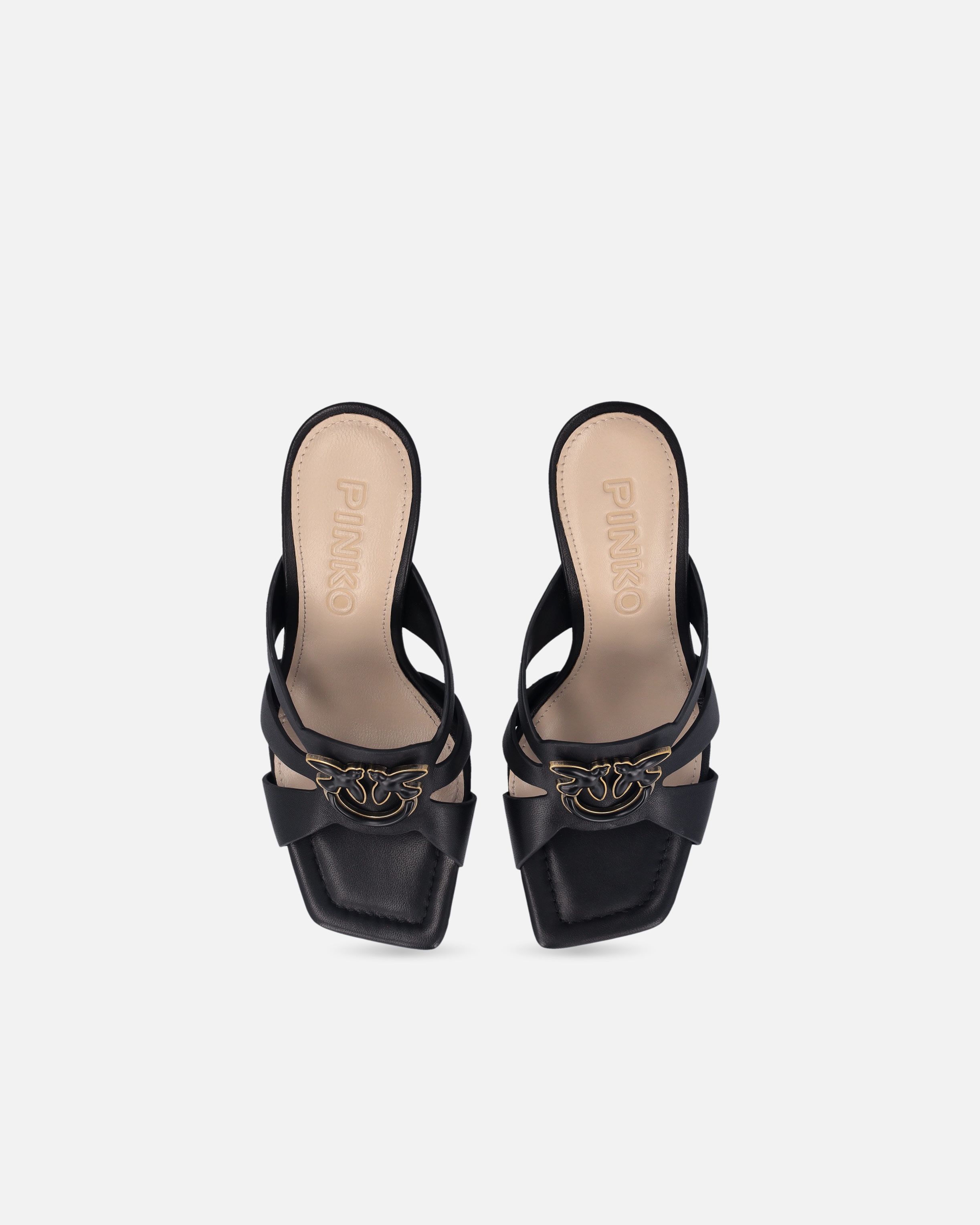 NAPPA LEATHER SANDALS WITH HEEL AND BIRD DETAIL - 9
