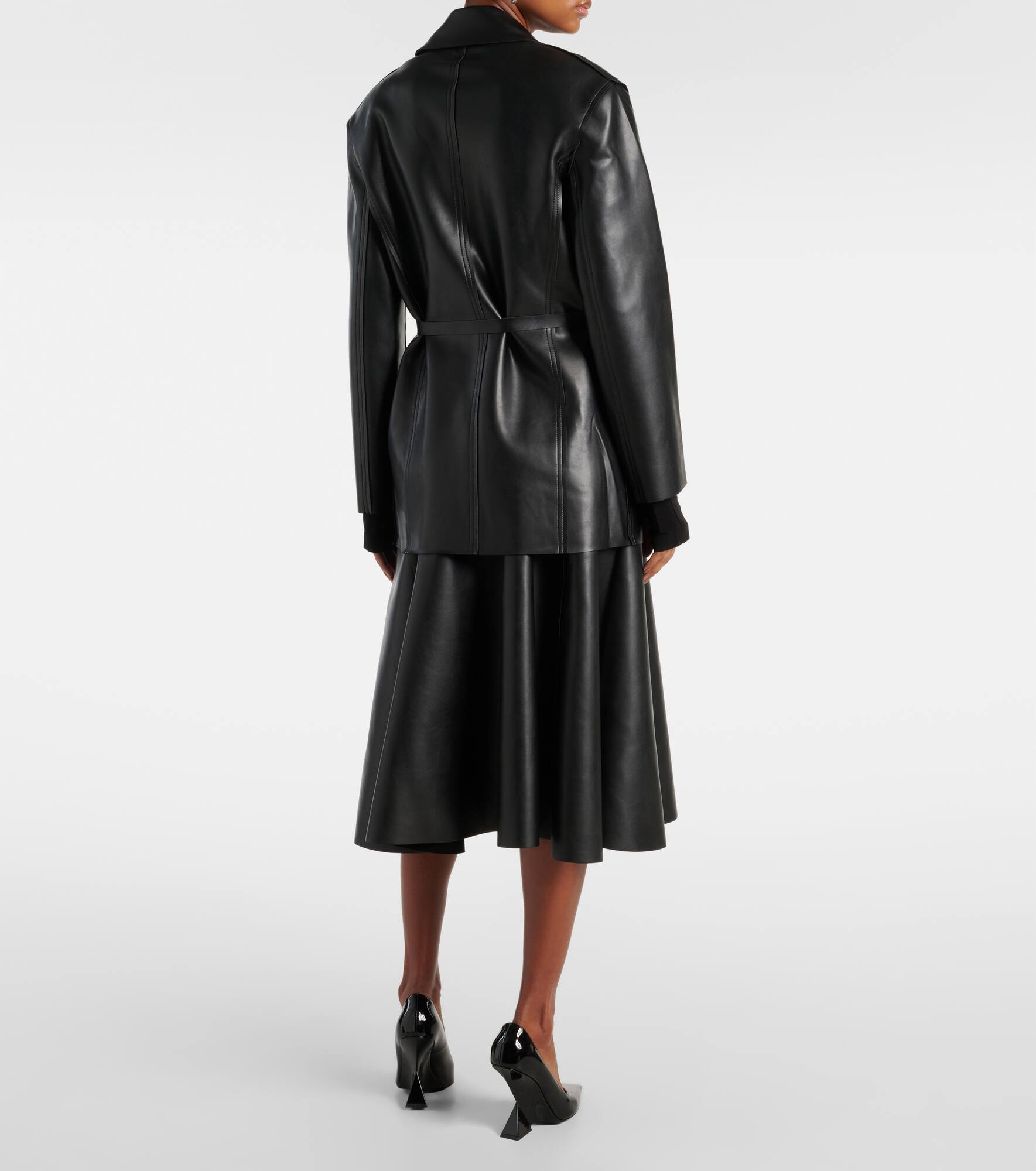 Oversized faux leather blazer - 3