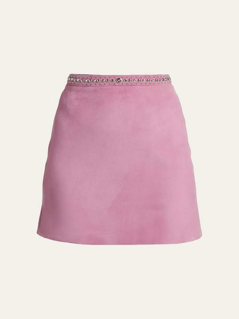 Embellished Lamb Suede Mini Skirt 1