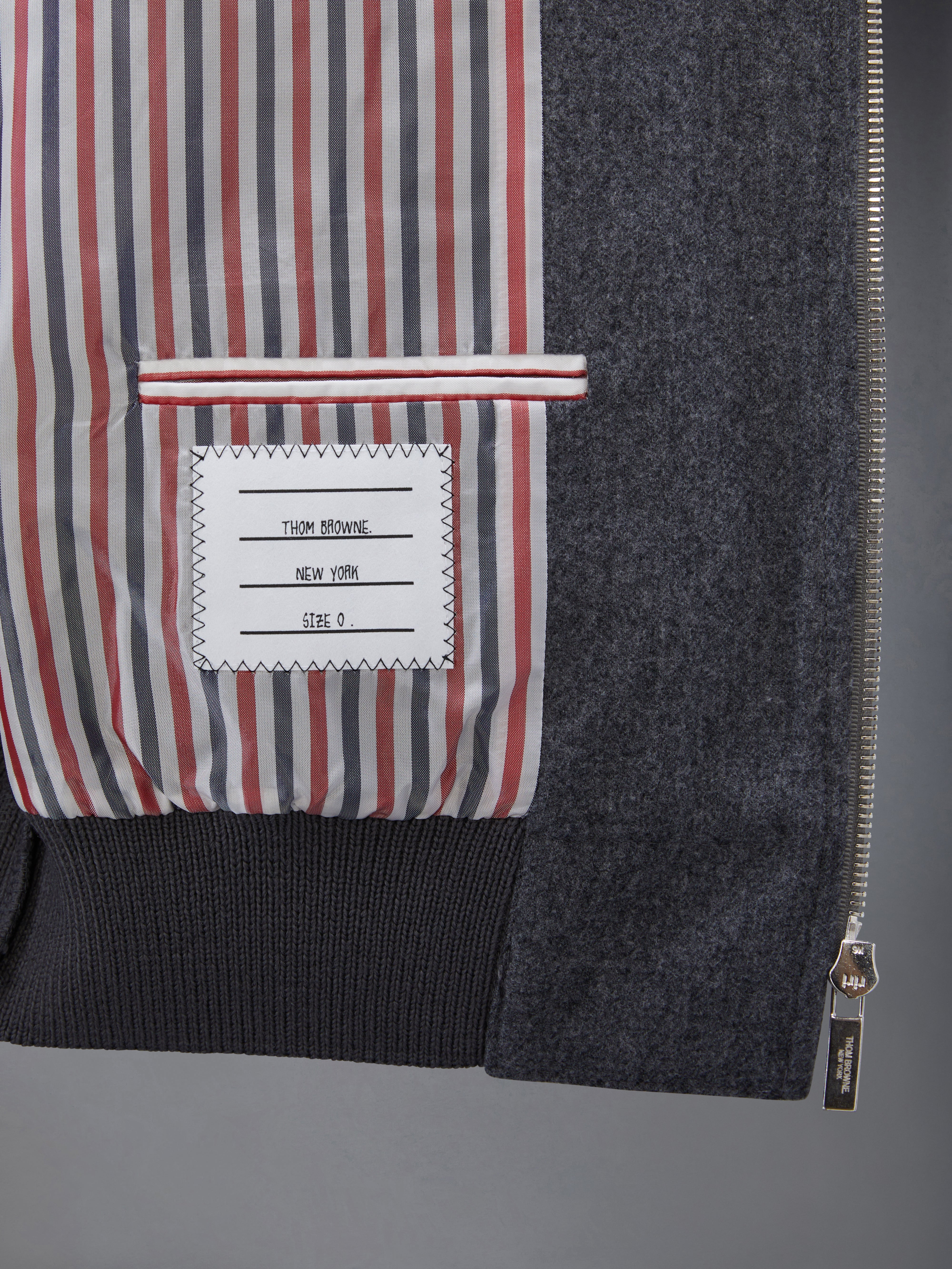 Medium Grey Wool Cashmere Flannel Blouson Tonal 4-Bar Jacket - 5