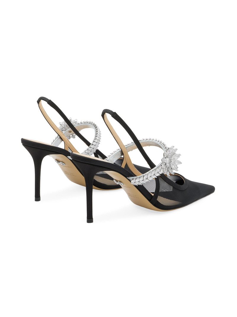 Women's Lotus Flower 85MM Mesh Slingback Pumps - Black 3