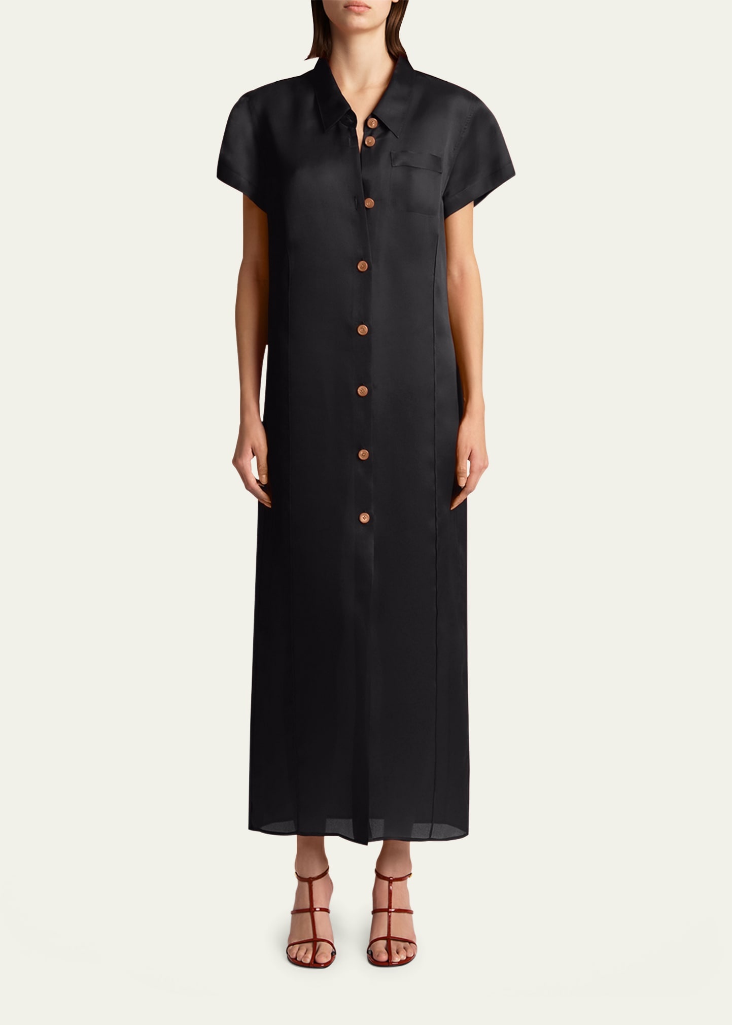 Effy Short-Sleeve Silk Organza Maxi Dress - 2