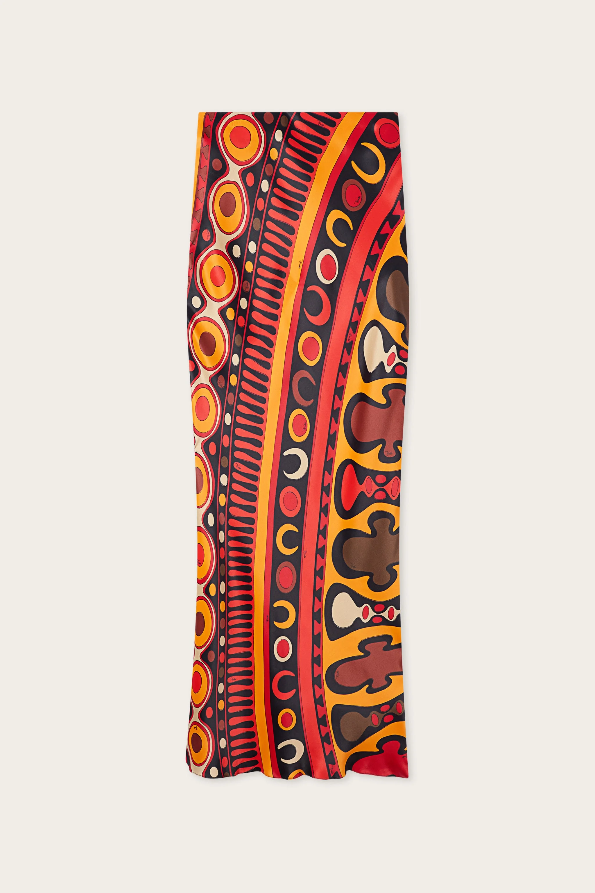SOLEIL PRINT ORANGE SATIN SKIRT - 1