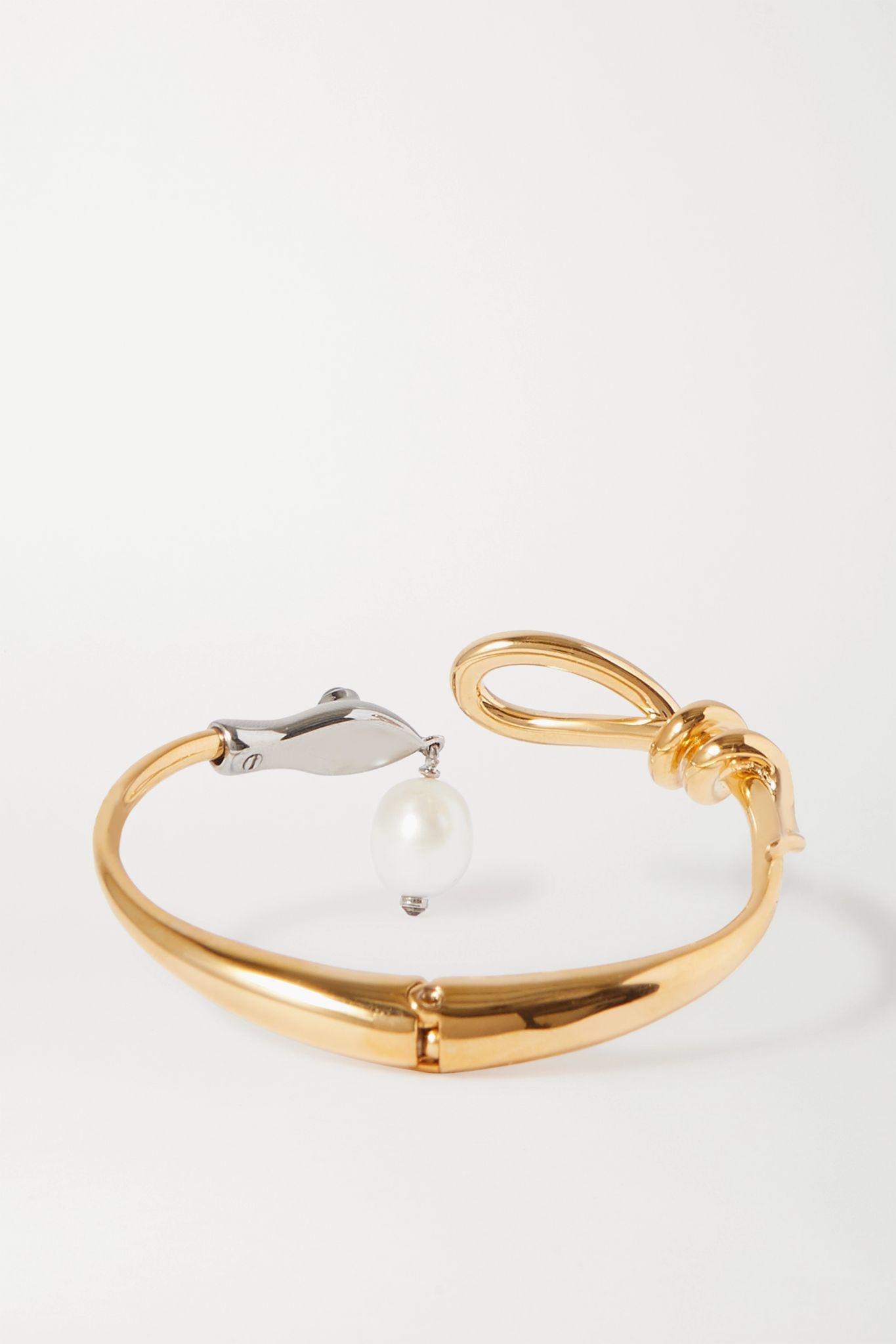 Gold-tone, silver-tone, pearl and enamel bangle - 3