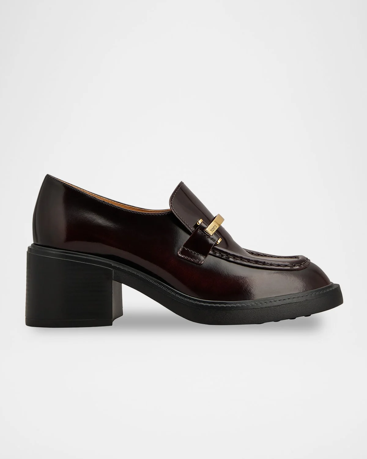 Gomma Leather Block-Heel Loafers - 1