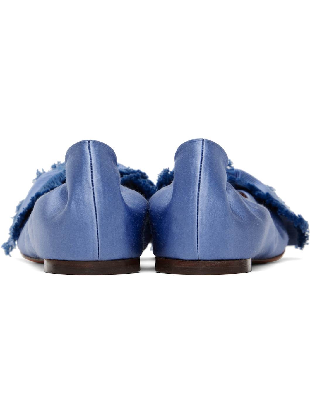 Blue Satin Bow Ballerina Flats - 2