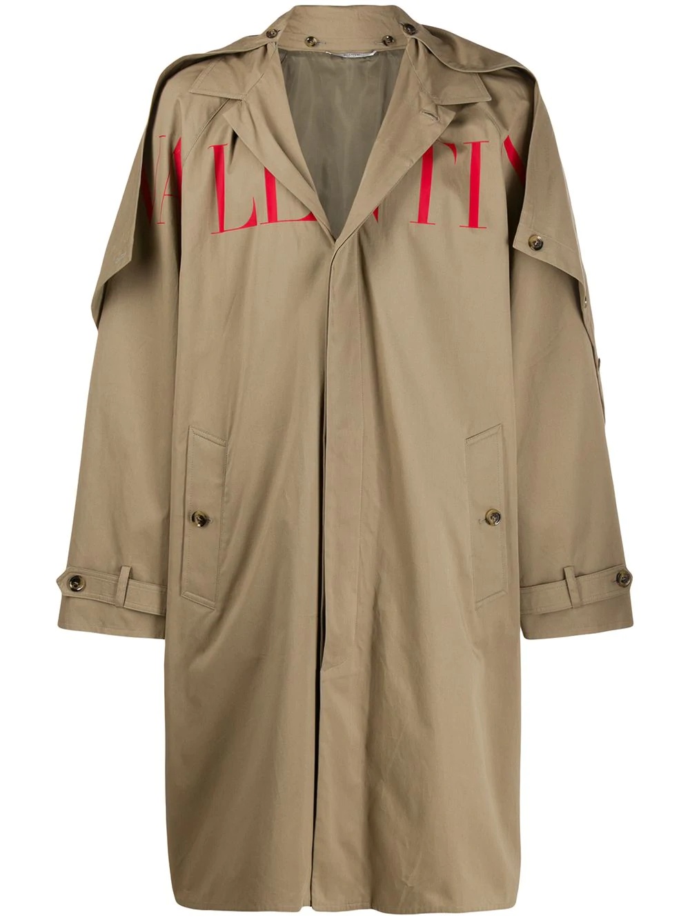 printed logo trench coat - 1