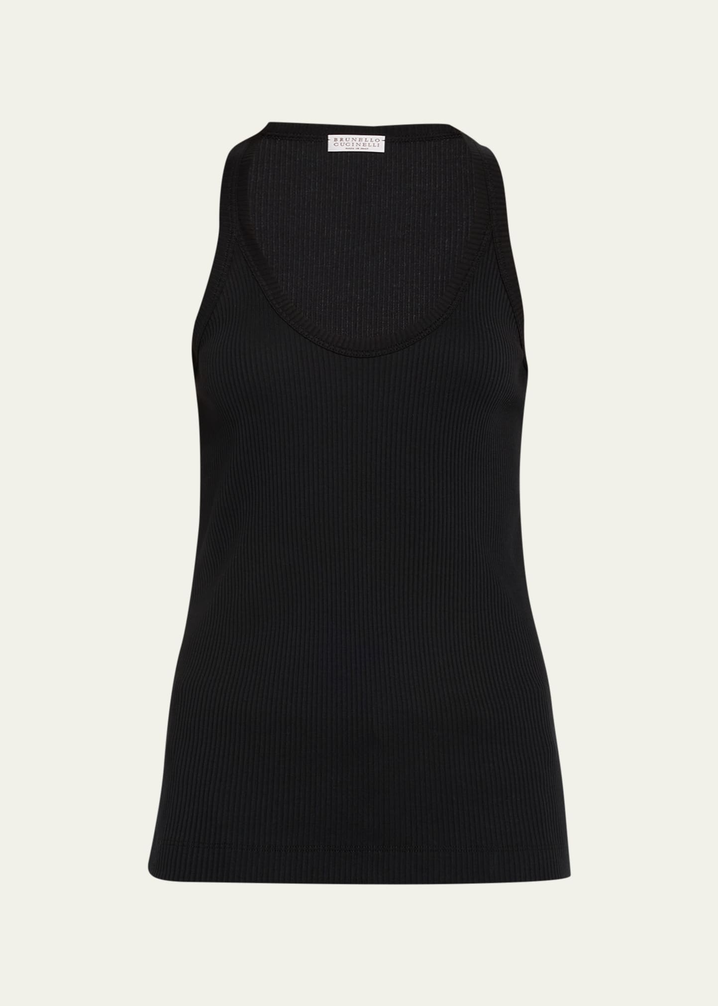 Ribbed Scoop-Neck Tank Top - 1