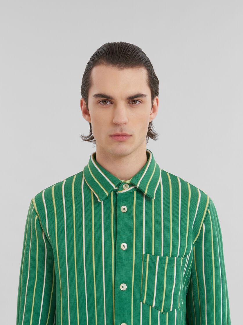 GREEN STRIPED TECHNO KNIT SHIRT - 4