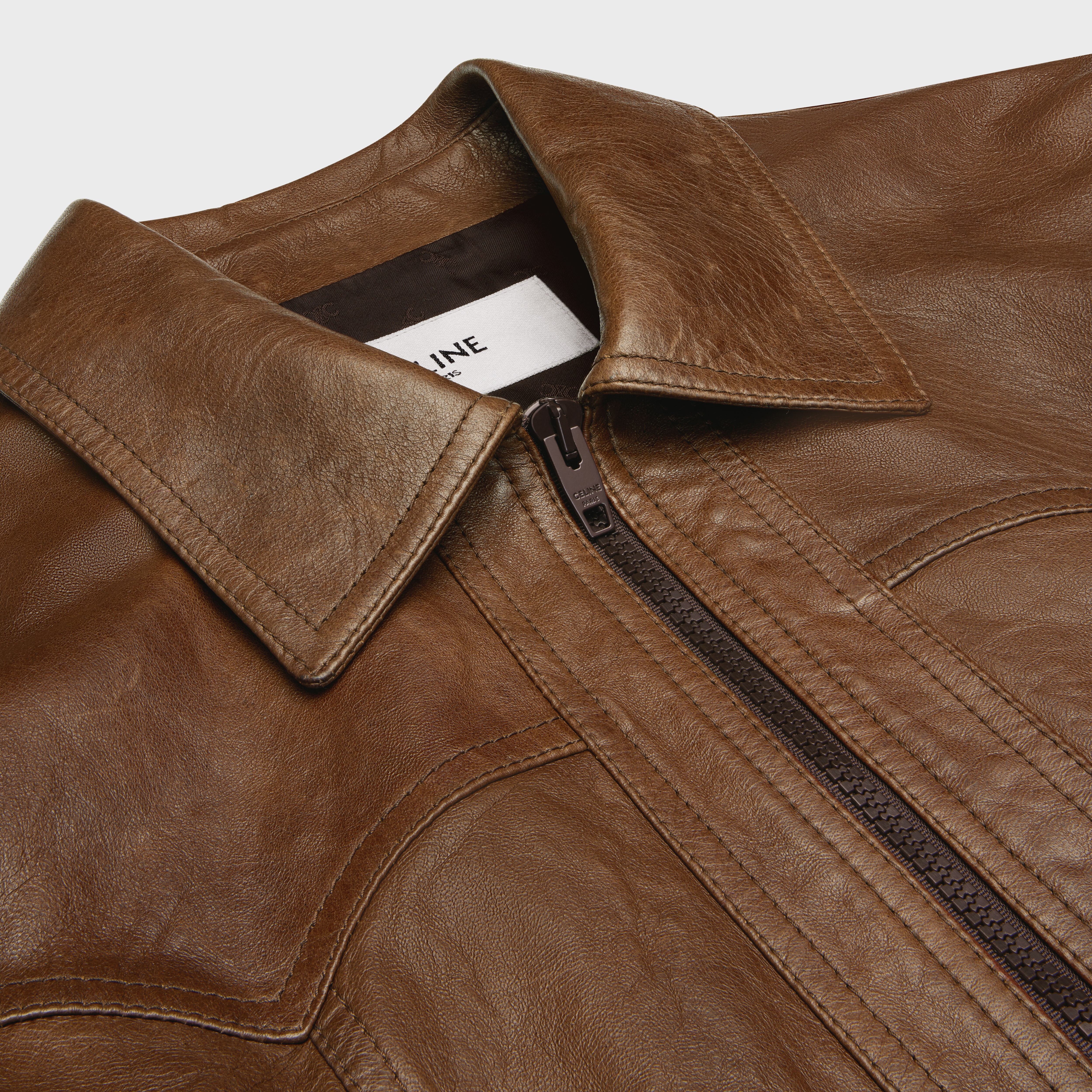 western blouson jacket in wax-effect lambskin - 3