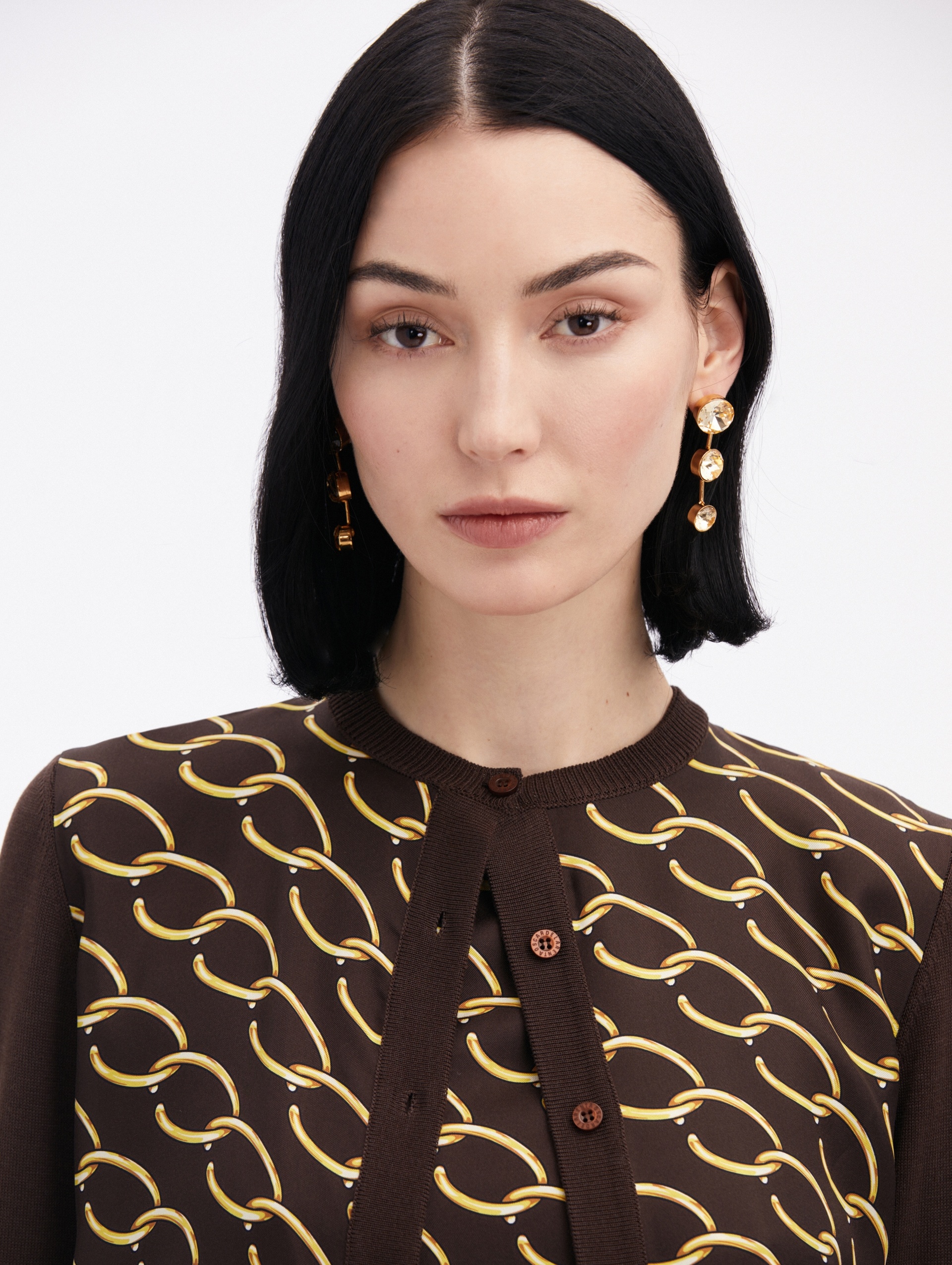 OSCAR CHAIN-LINK INSET CARDIGAN - 5