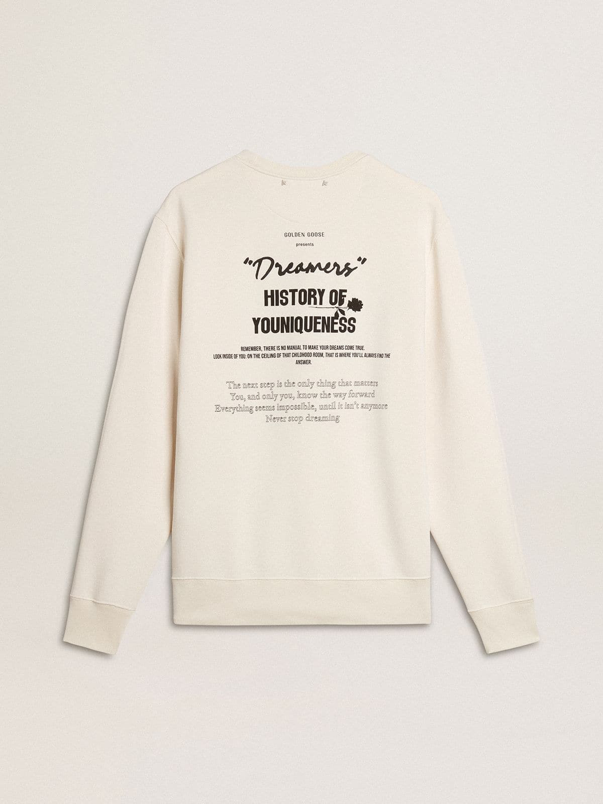 Men's white cotton sweatshirt with print on the back - 6