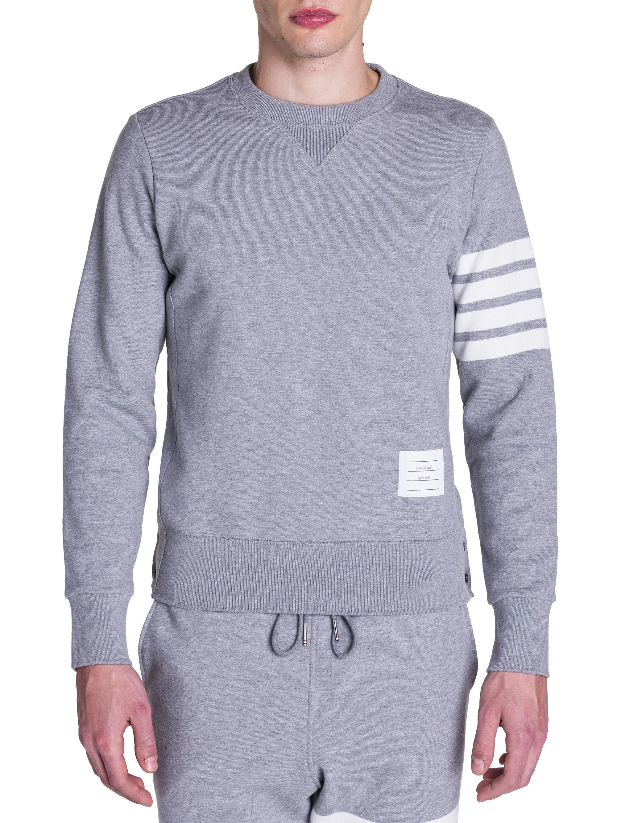 Men's Bar Striped Sleeve Sweatshirt - Grey - 1