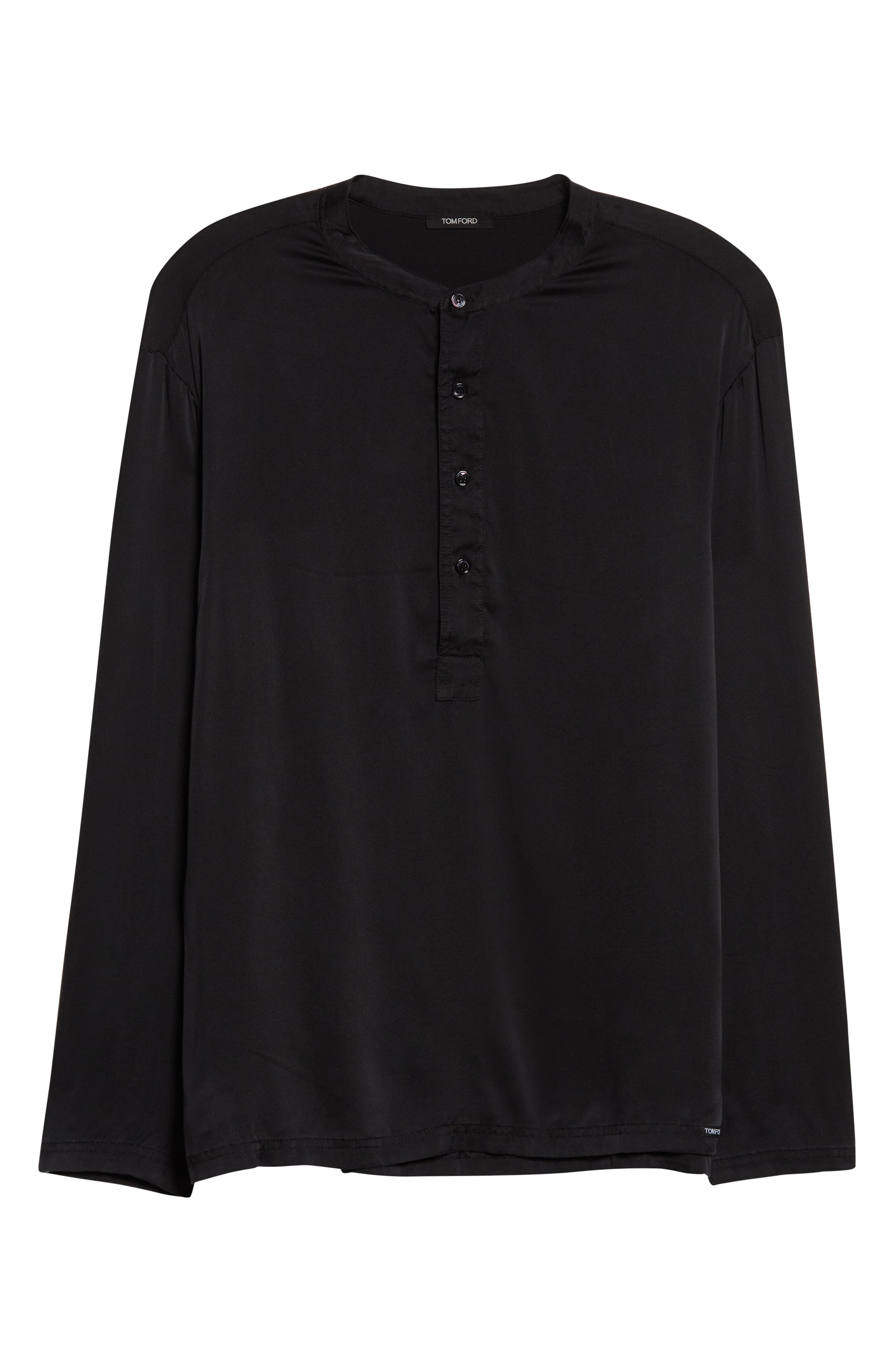 Henley Stretch Silk Pajama Shirt - 5