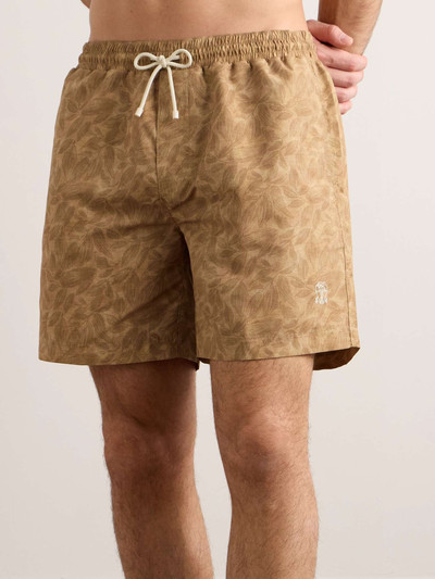 Brunello Cucinelli Straight-Leg Mid-Length Logo-Embroidered Printed Swim Shorts outlook