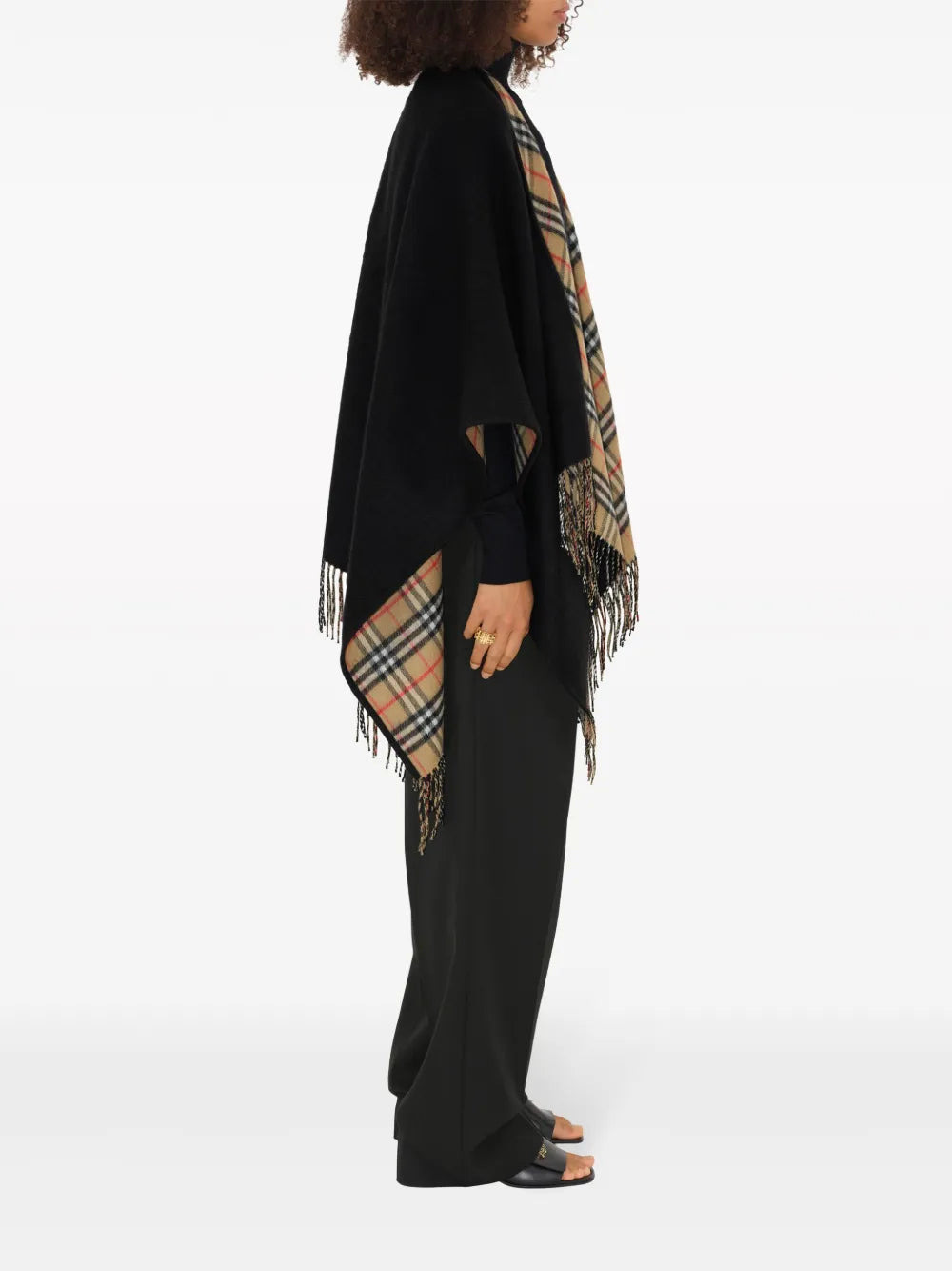 Poncho en laine noire - 3