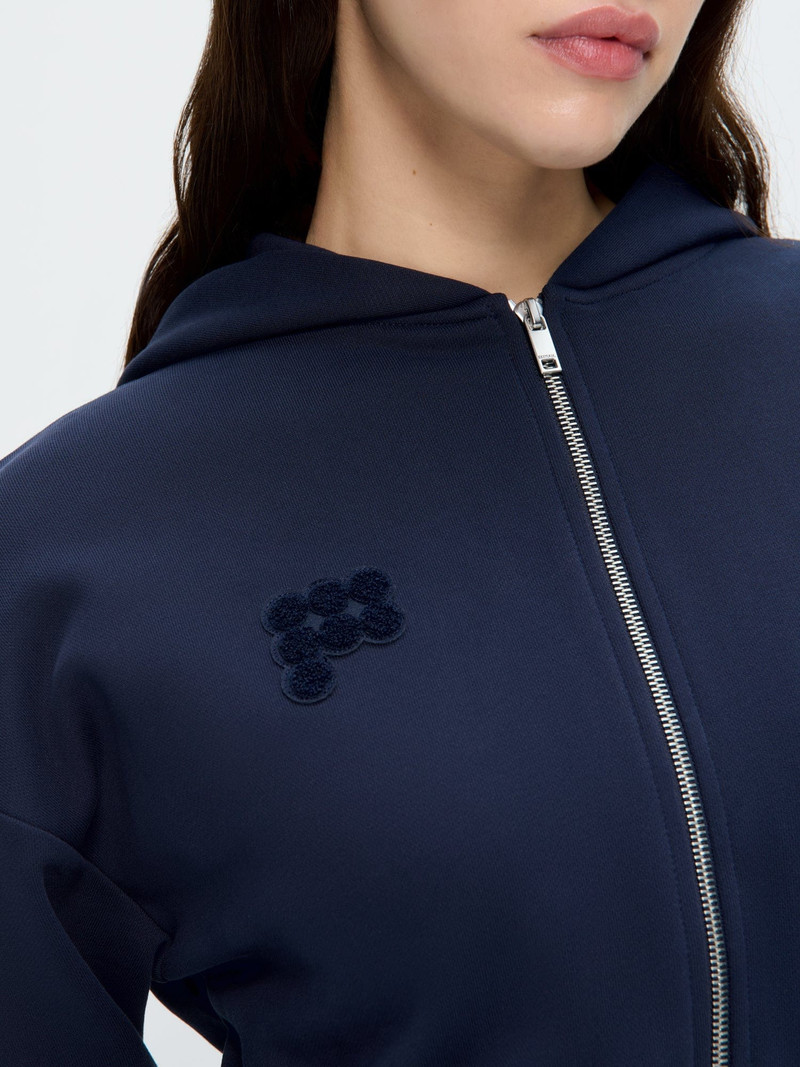 Womens Cropped Zip Up Hoodie - Midnight Navy 4