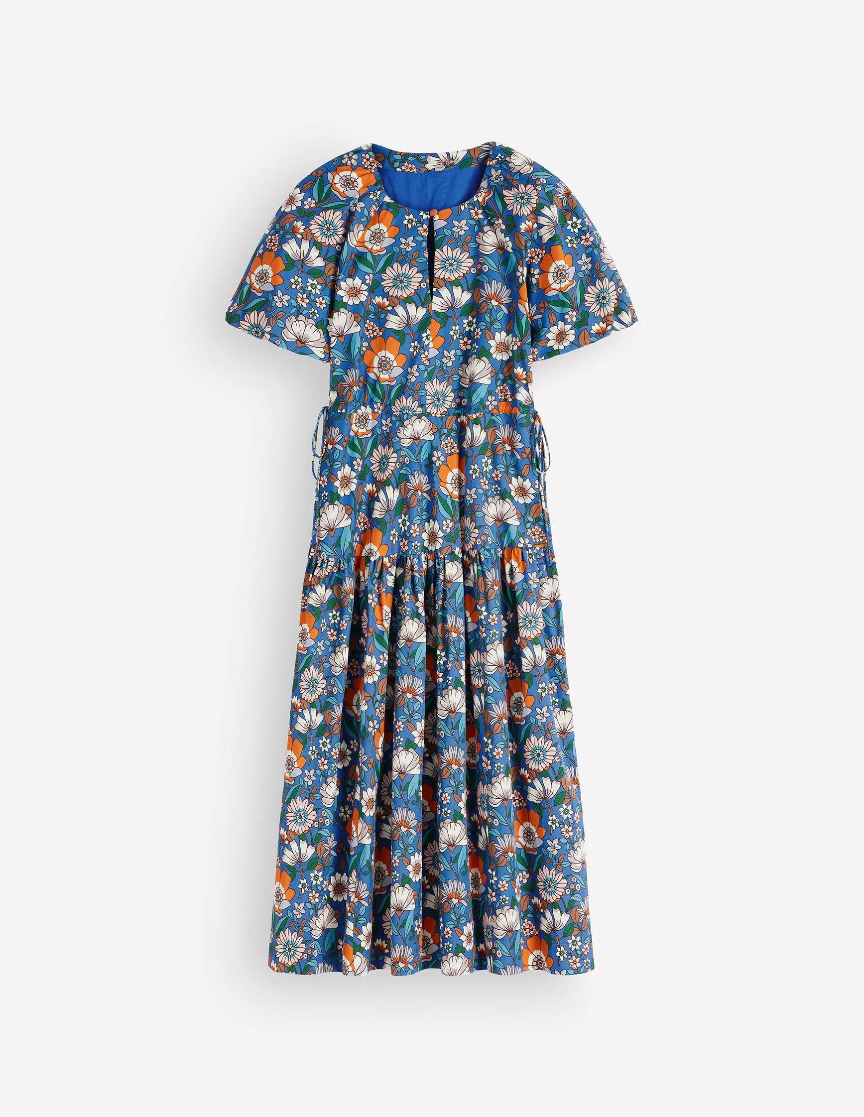Draw Waist Fashion Dress-Multi, Floral Field - 1