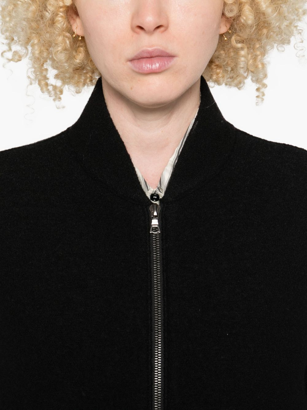 zip-front balloon-sleeve jacket - 5