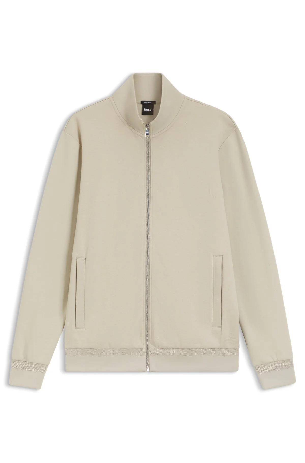 ZIP-UP SWEATSHIRT IN MERCERIZED STRETCH-COTTON PIQUÉ - 1