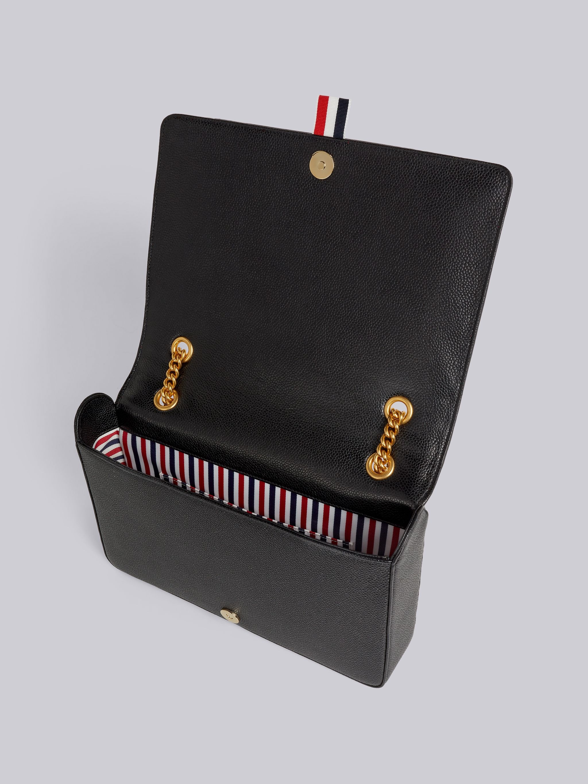 Black Grosgrain Rafia Braided Flap Leather Shoulder Bag - 5