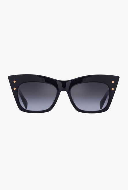 Black and gold-tone acetate B-II sunglasses - 1