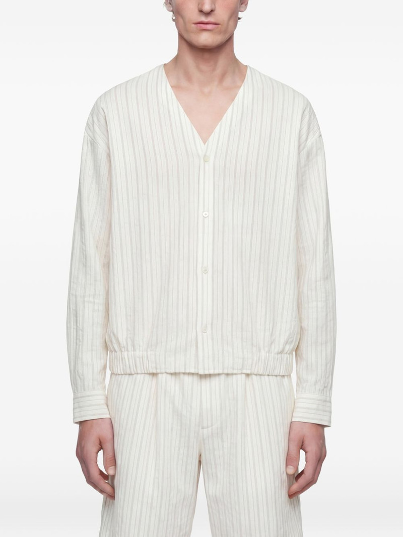 pinstriped V-neck shirt 1