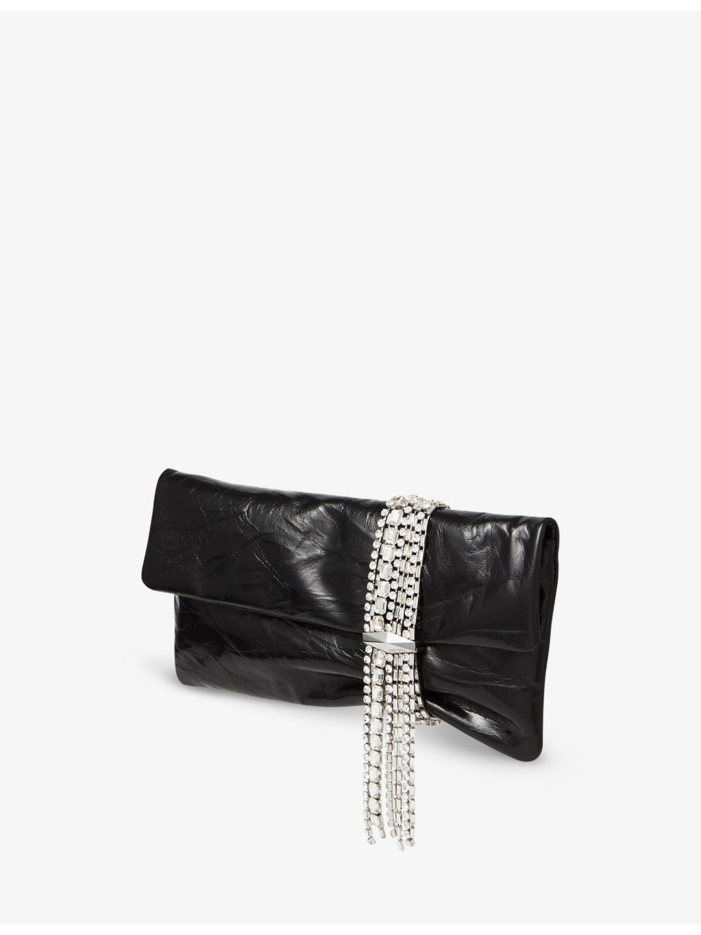 Zandra crystal-embellished metallic-leather clutch bag - 3