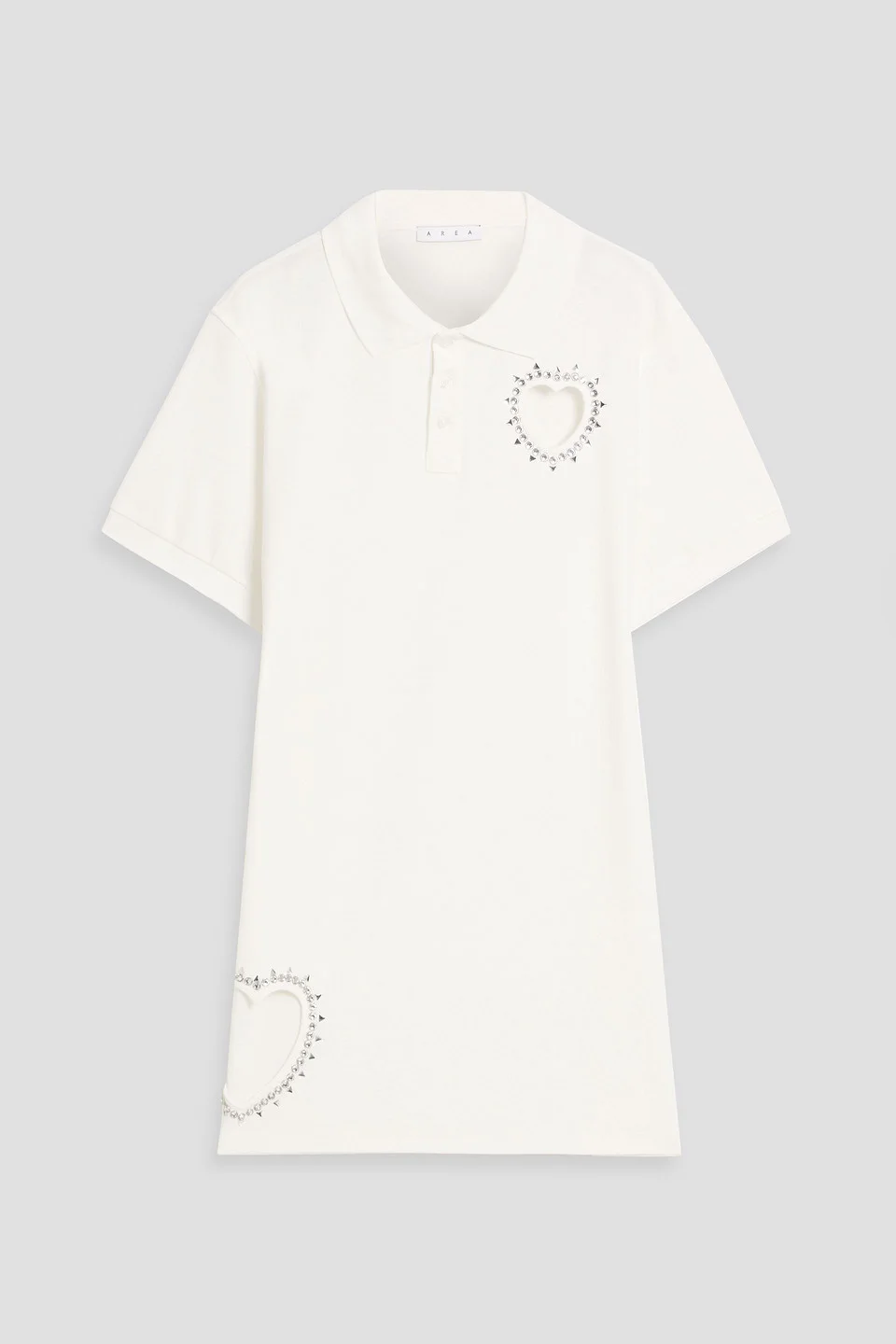 Embellished cotton-piqué mini shirt dress - 1
