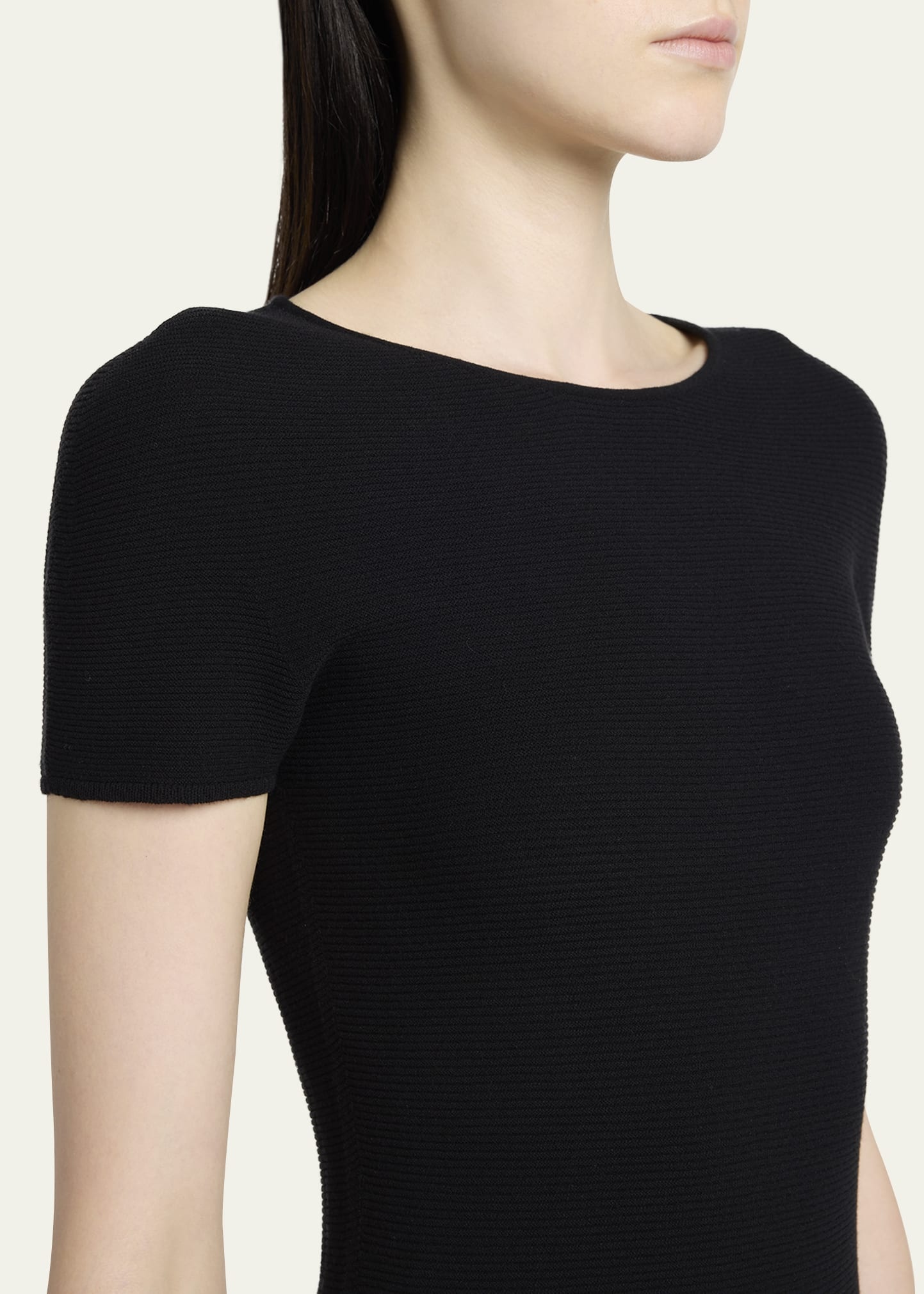 Scoop-Neck Short-Sleeve Tee, Black - 5