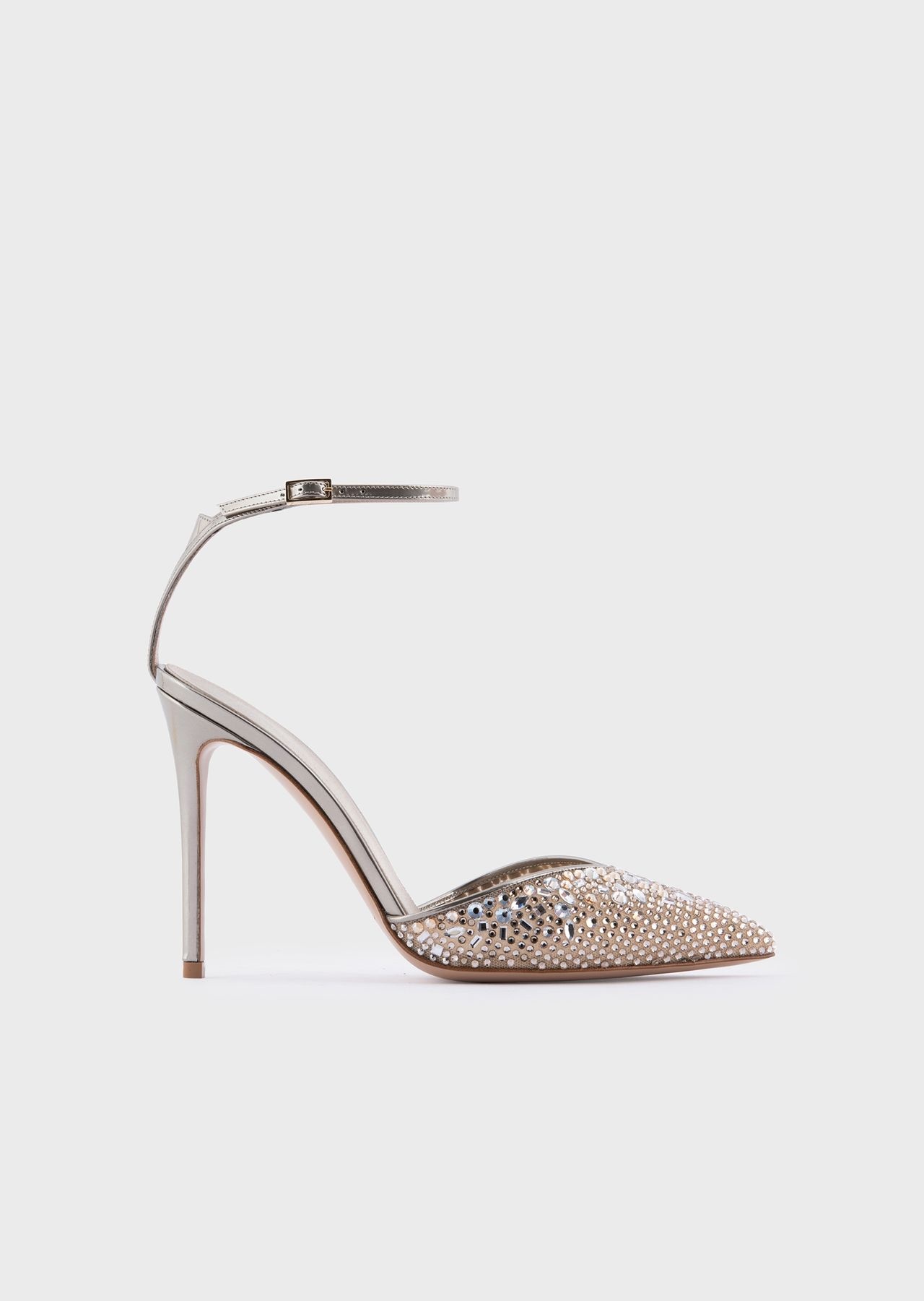 Lamé leather court shoes with crystals - 1