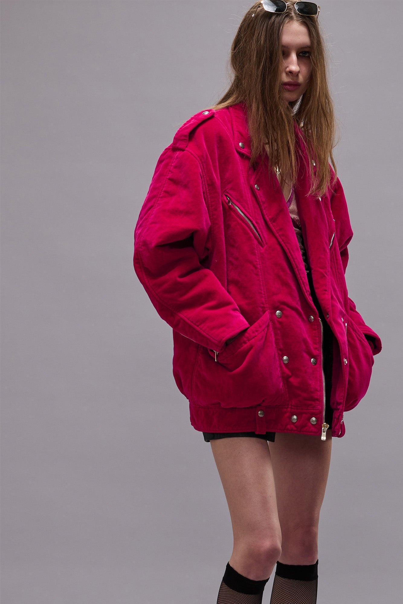 ELONGATED MOTORCYCLE JACKET - RASPBERRY - R13 - 2