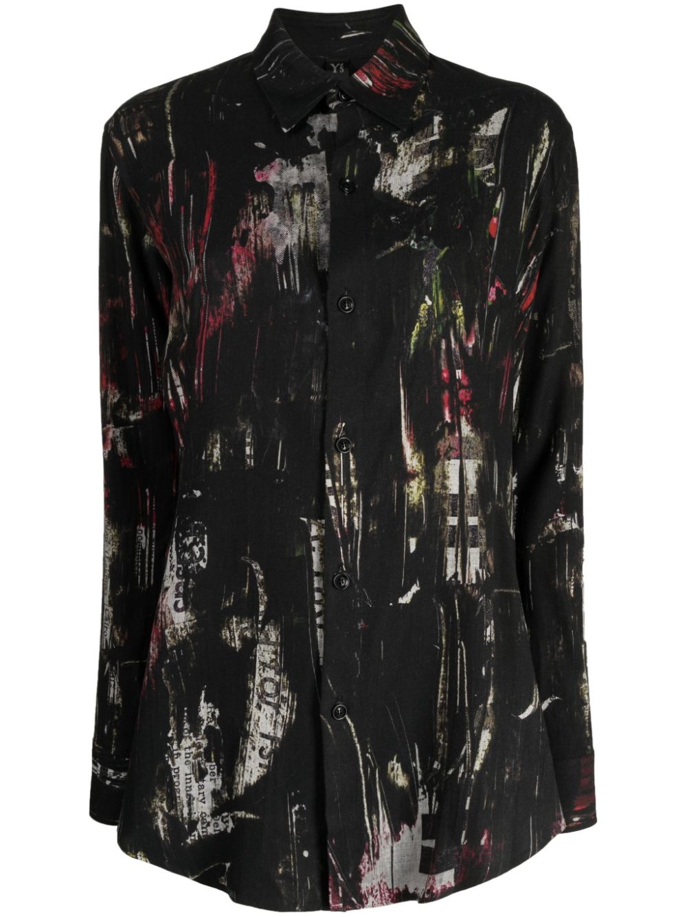 painterly-print long-sleeve shirt - 1