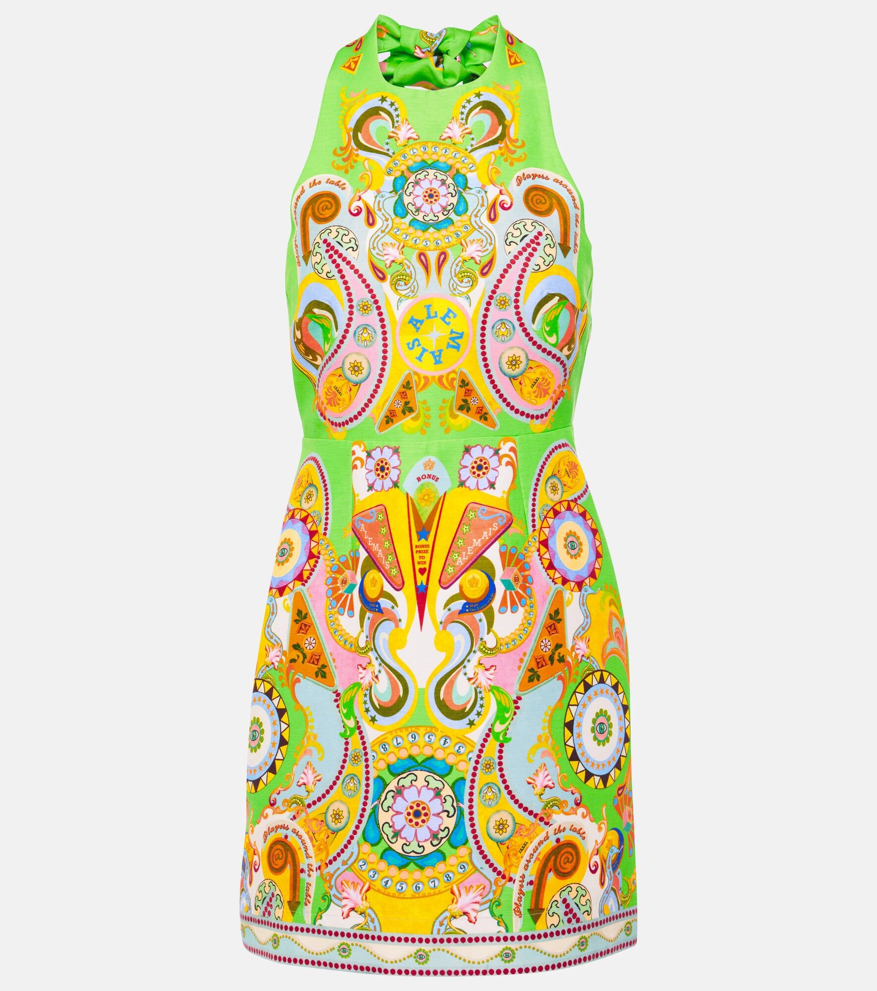 Printed linen and silk minidress - 1