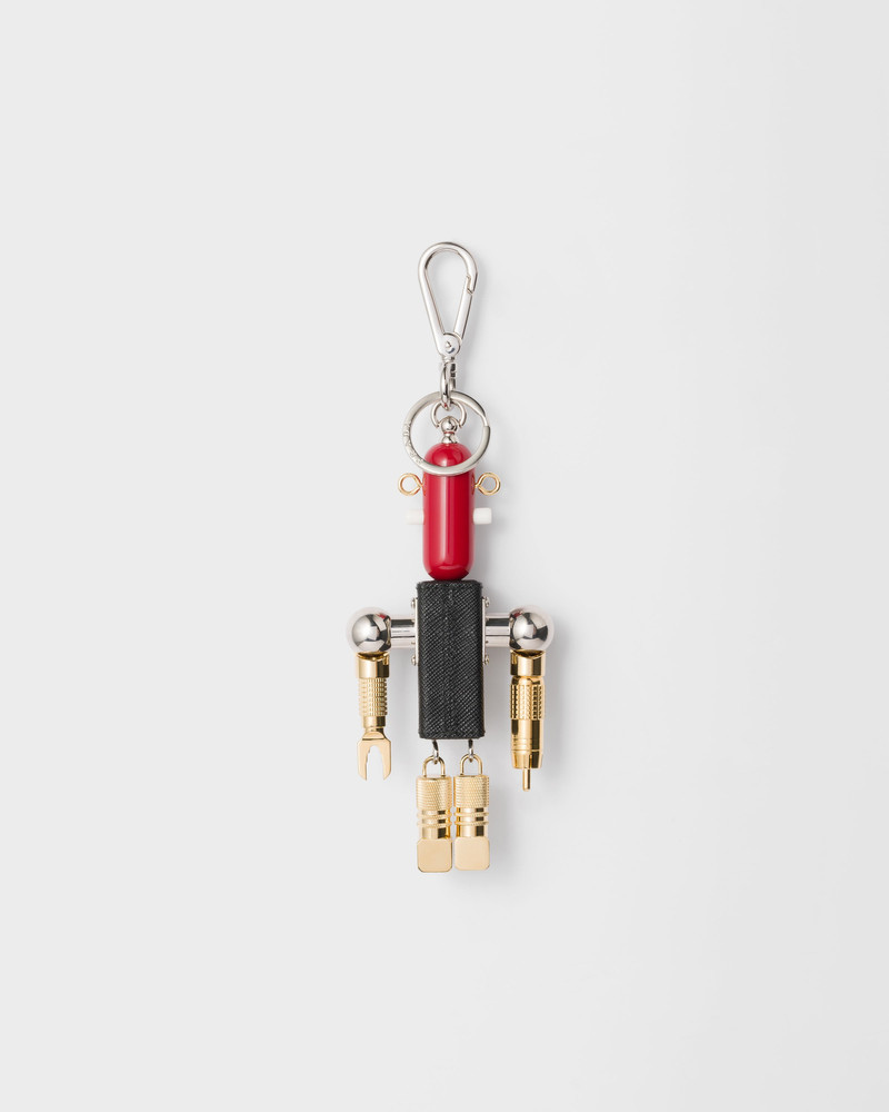 Prada Robot Saffiano leather key ring charm outlook