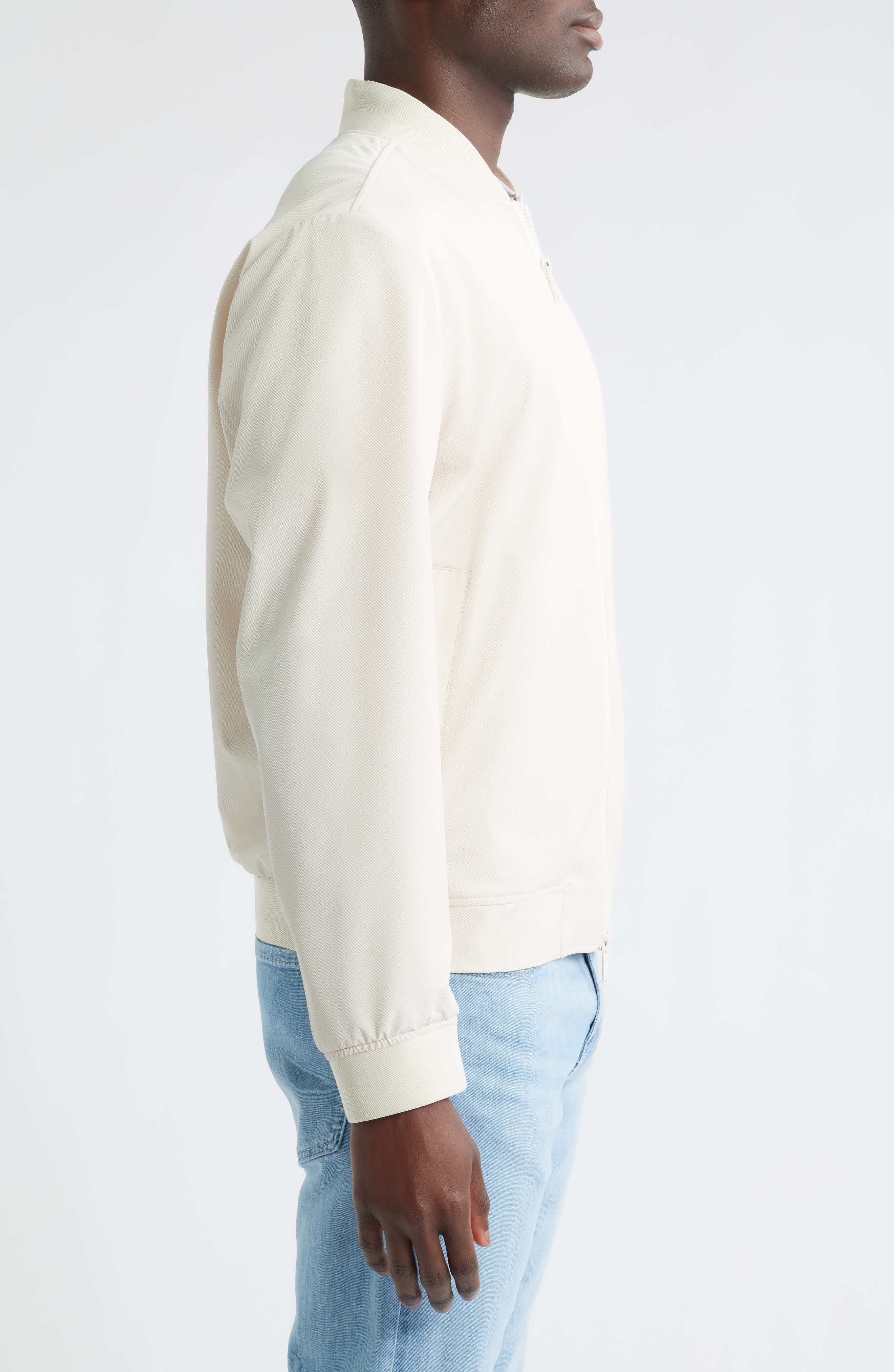 BOSS Hanry Slim Fit Bomber Jacket in Open White at Nordstrom - 3
