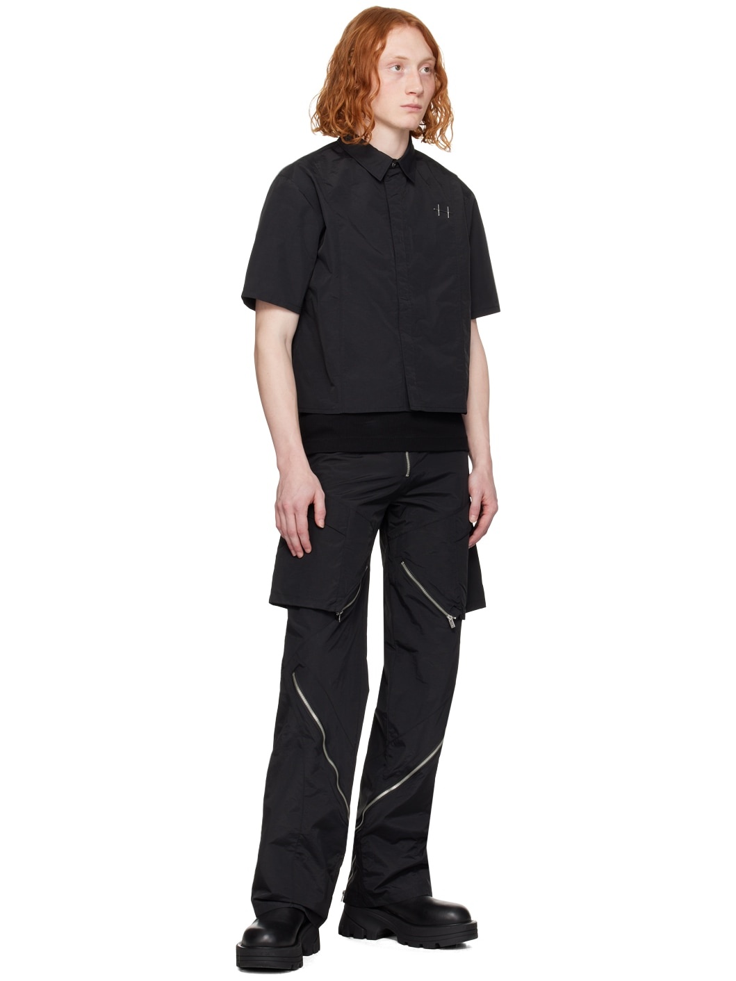 Black Plicate Shirt - 4