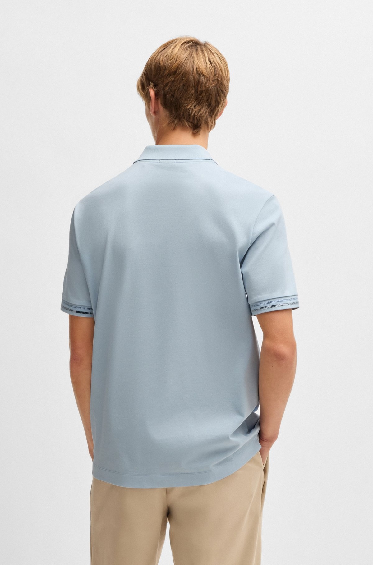 MERCERIZED-COTTON REGULAR-FIT POLO SHIRT WITH STRIPE TRIMS - 5