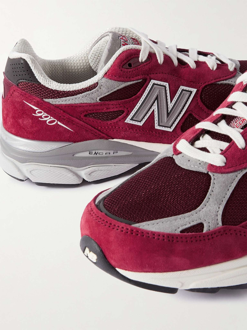 New Balance 990v3 Leather-Trimmed Suede and Mesh Sneakers outlook