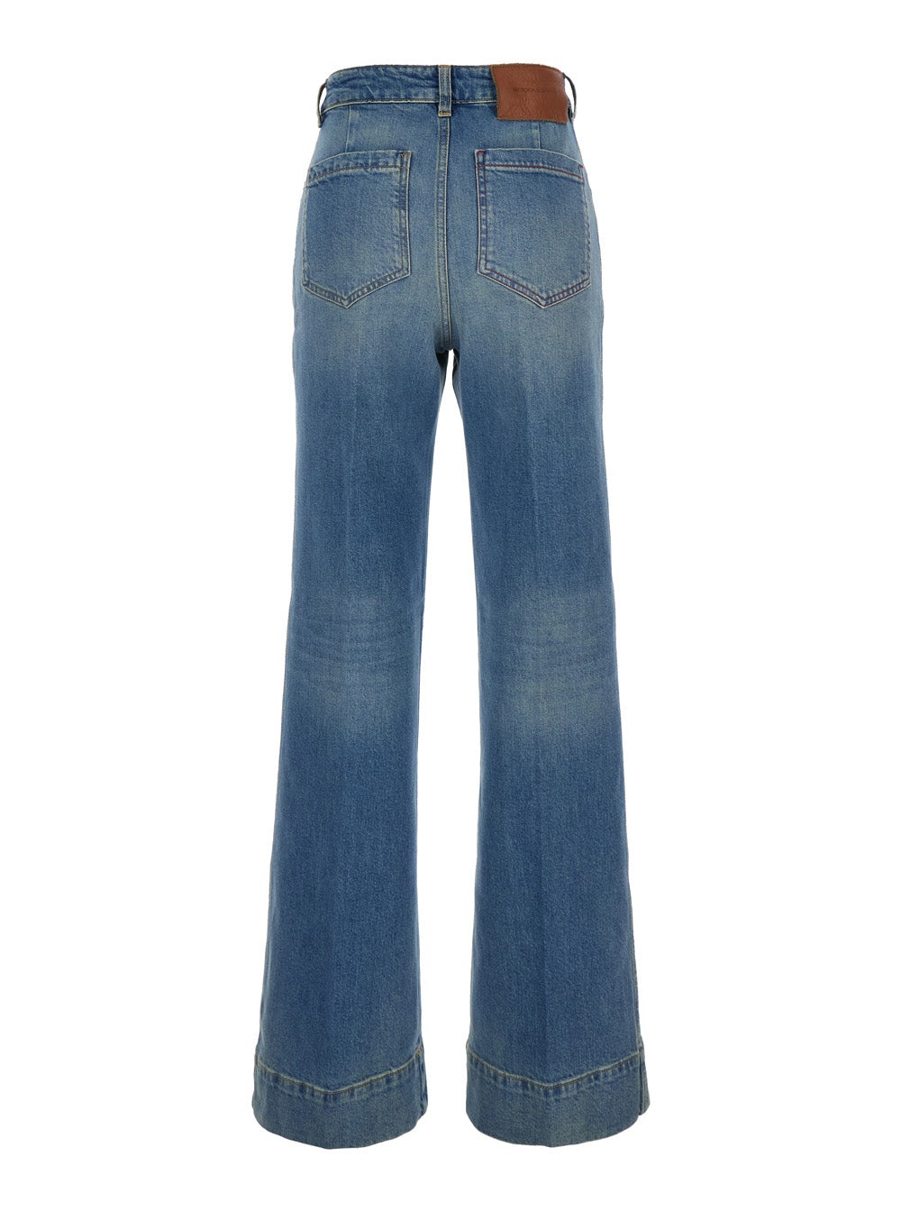 Victoria Beckham Women 'Alina' Blue Jeans With Belt Loops And Logo Embroidery On The Pocket In Denim - 2