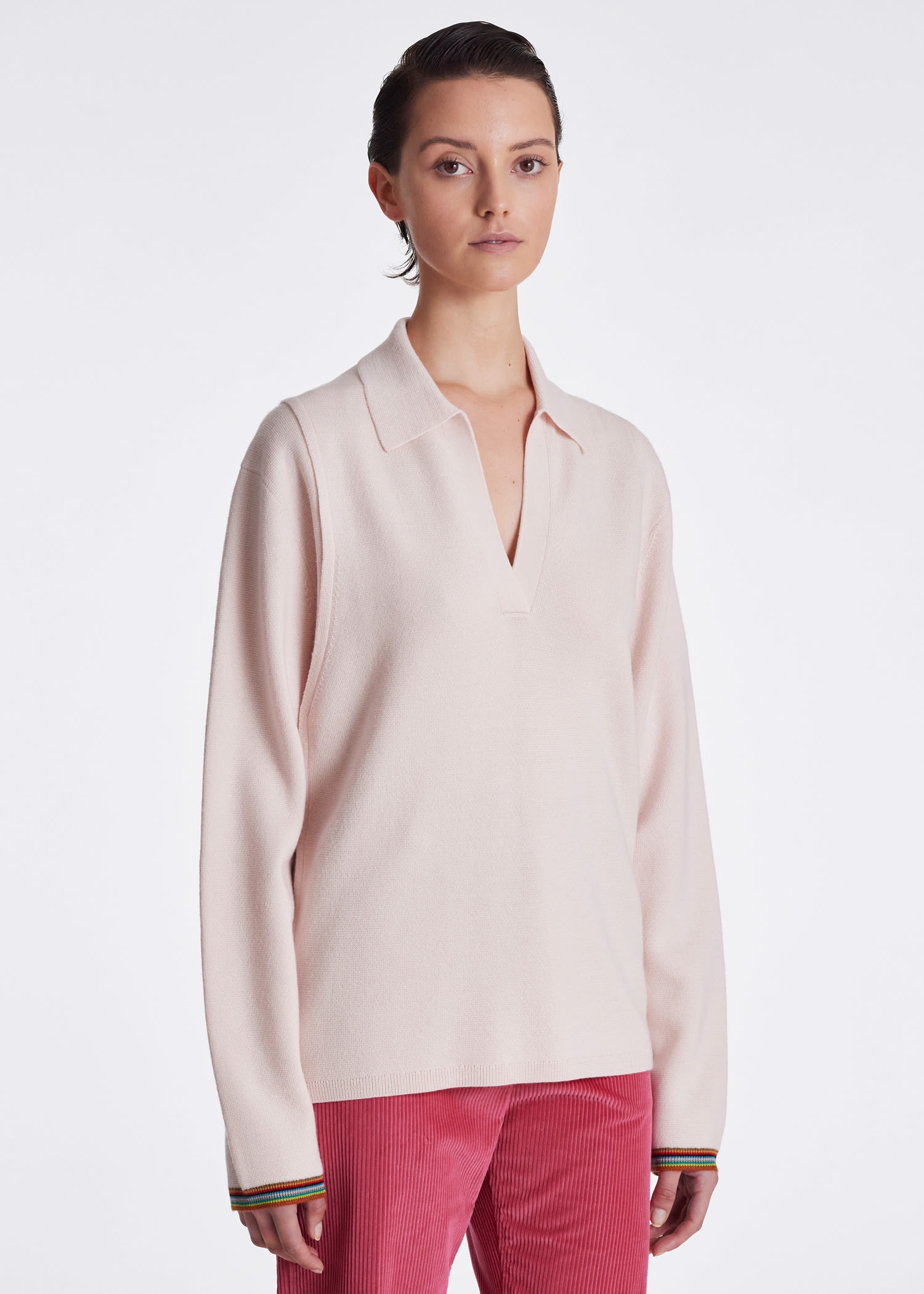 Collared Stripe Cuff Sweater - 4