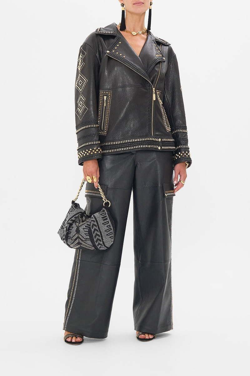 CAMILLA OVERSIZED LEATHER BIKER JACKET outlook