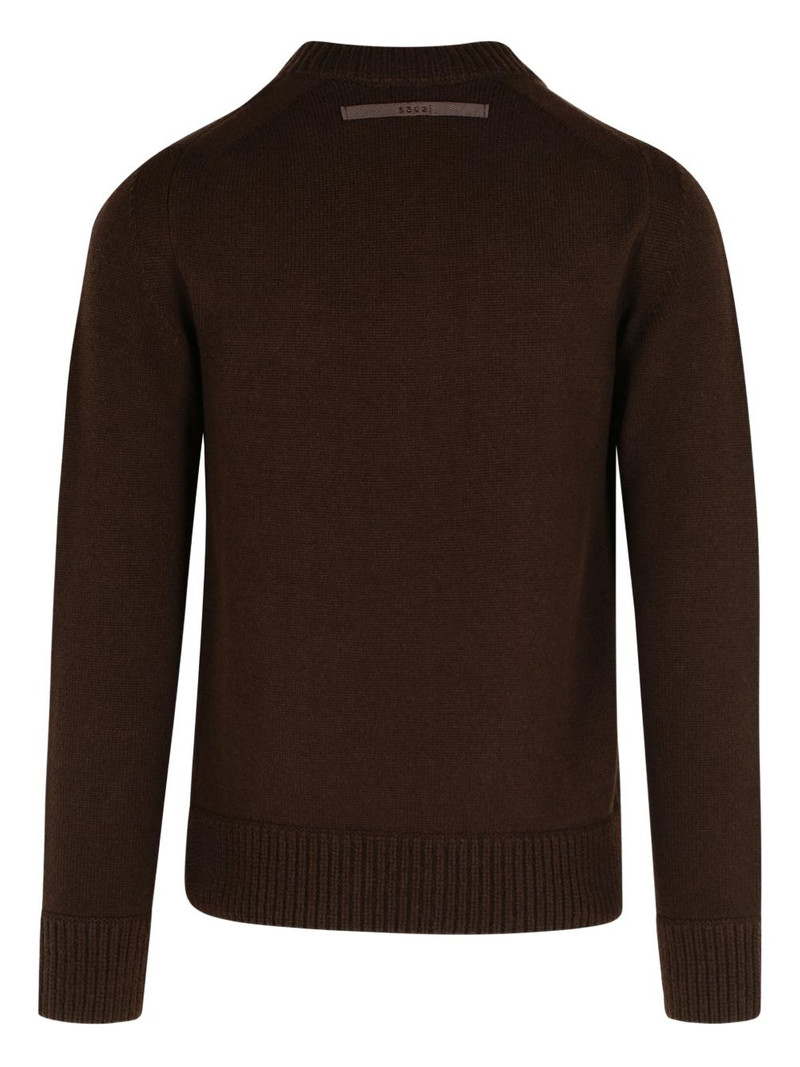 sacai zip-detail wool sweater outlook