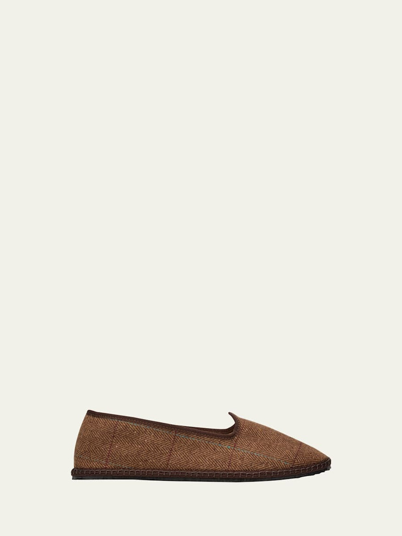 Furlana Herringbone Wool-Blend Slippers 1